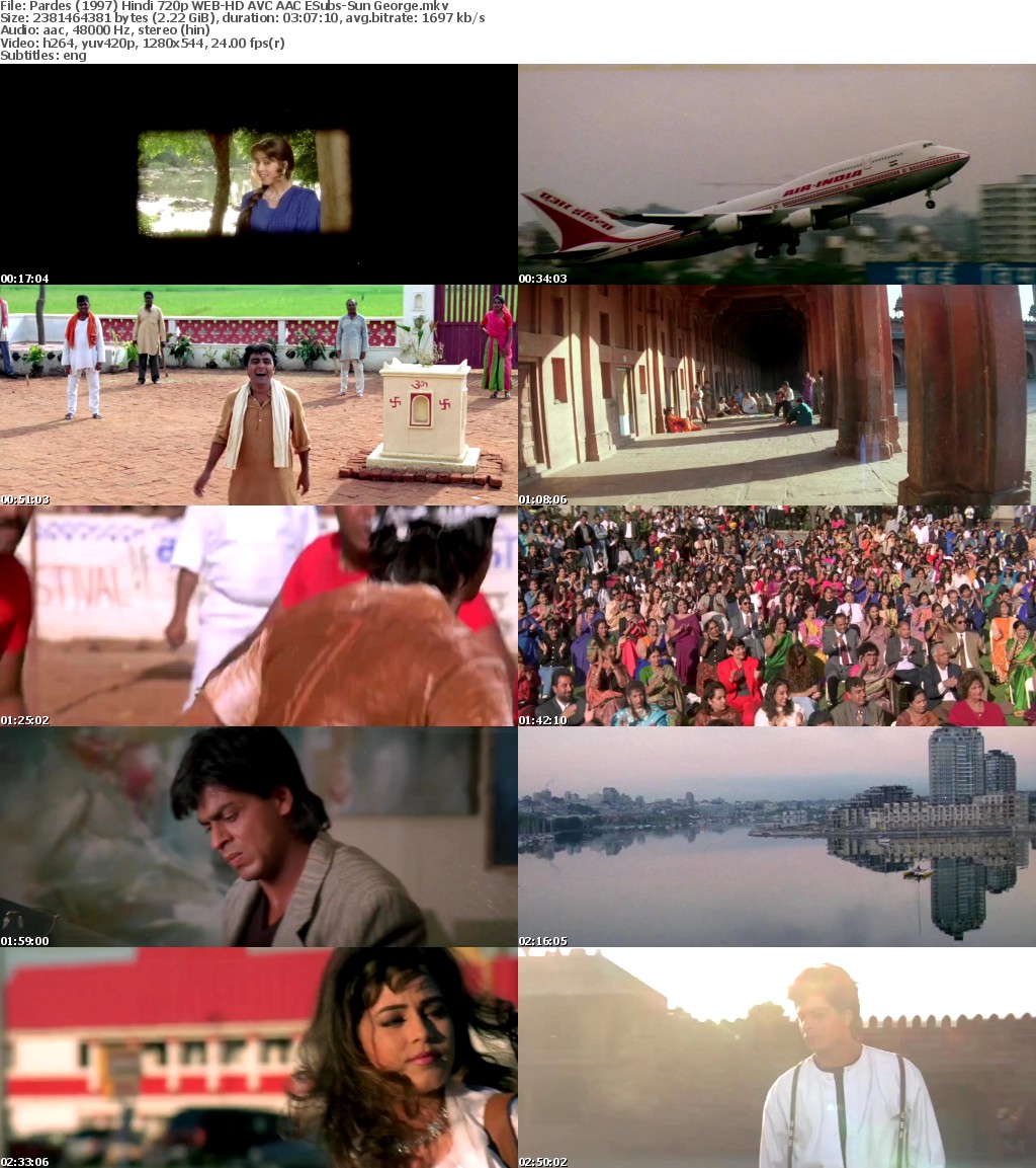 Pardes (1997) Hindi 720p WEB-HD AVC AAC ESubs-Sun George