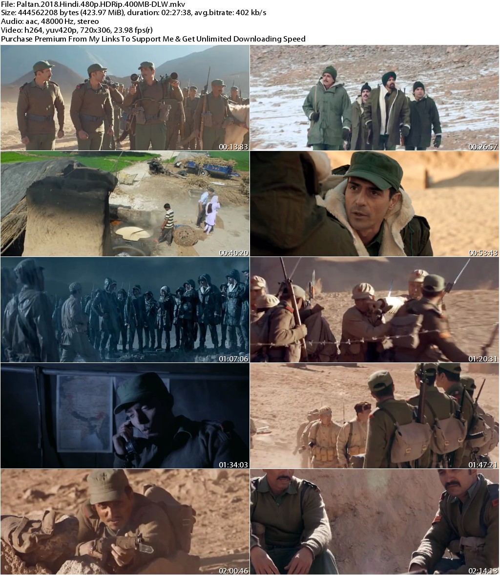 Paltan (2018) Hindi 480p HDRip 400MB-DLW