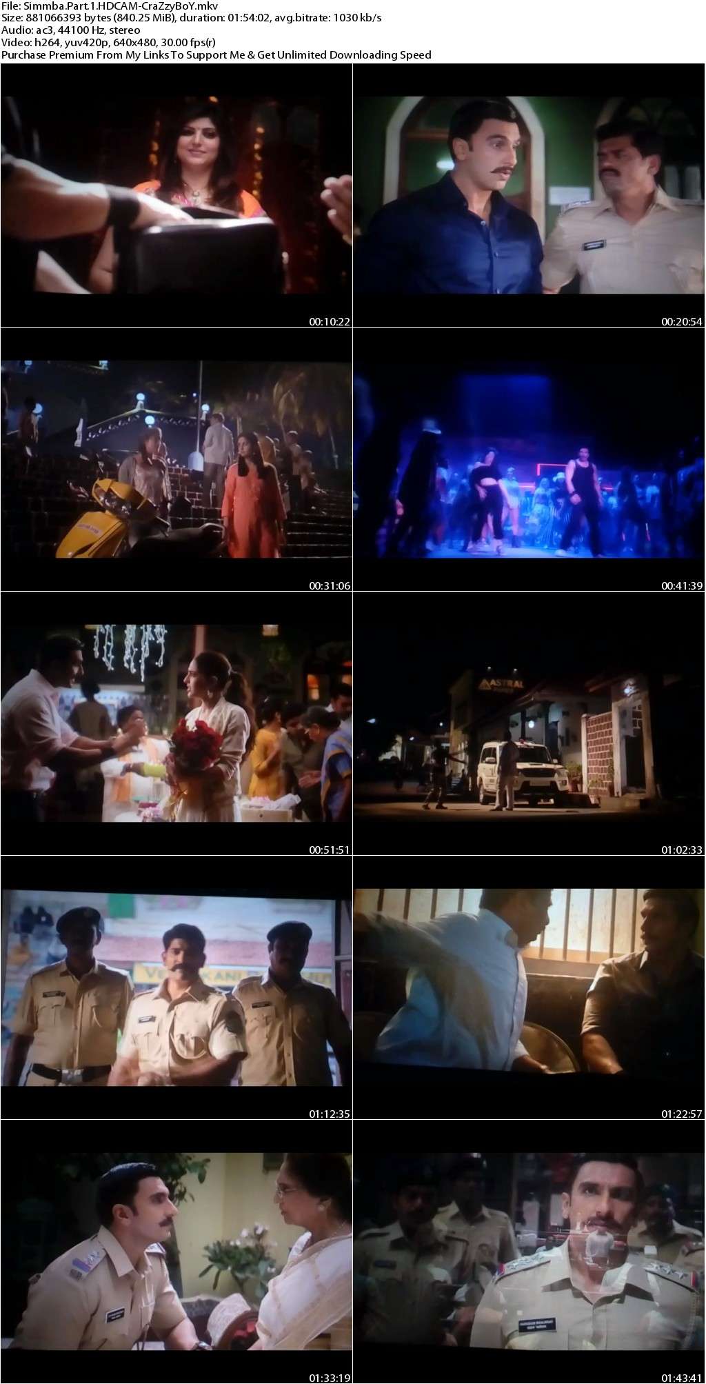 Simmba (2018) Hindi HDCAM HQ Line Audios x264 1.2GB-CraZzyBoY