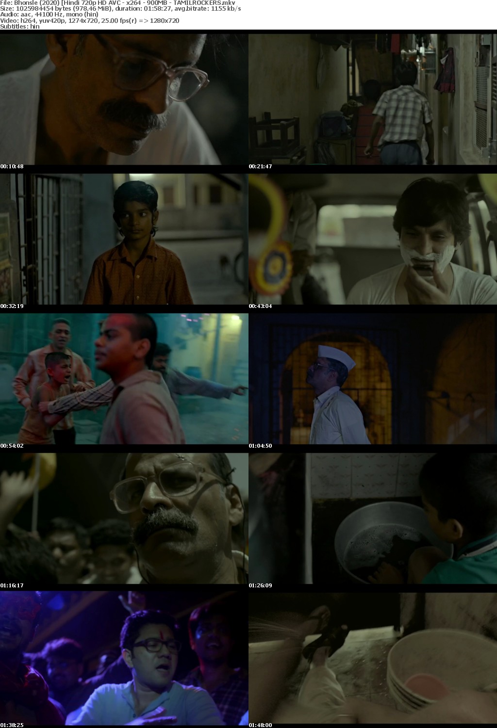 Bhonsle (2020) Hindi 720p HD AVC - x264 - 900MB - TAMILROCKERS