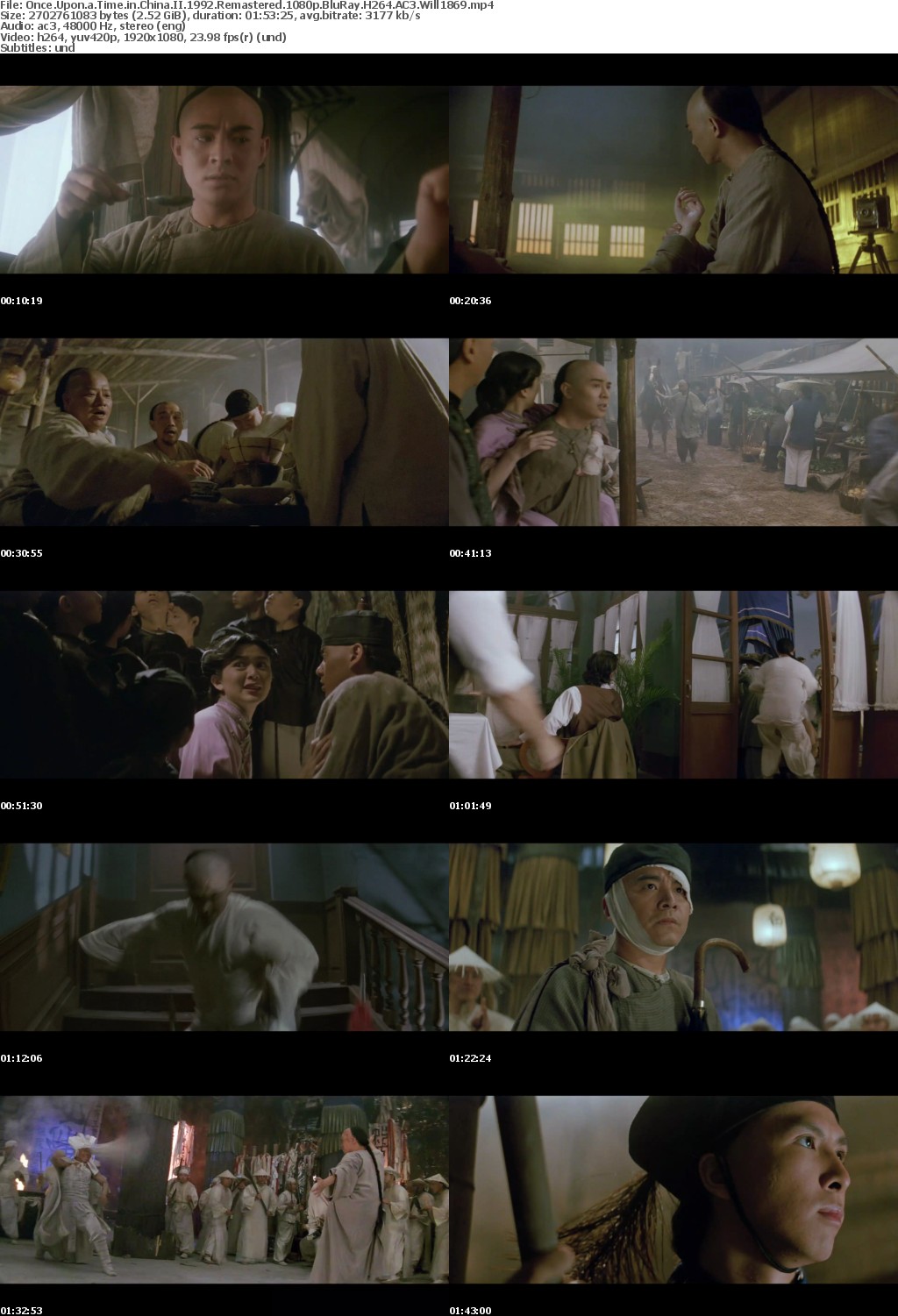 Once Upon a Time in China II 1992 Remastered 1080p BluRay H264 AC3 Will1869