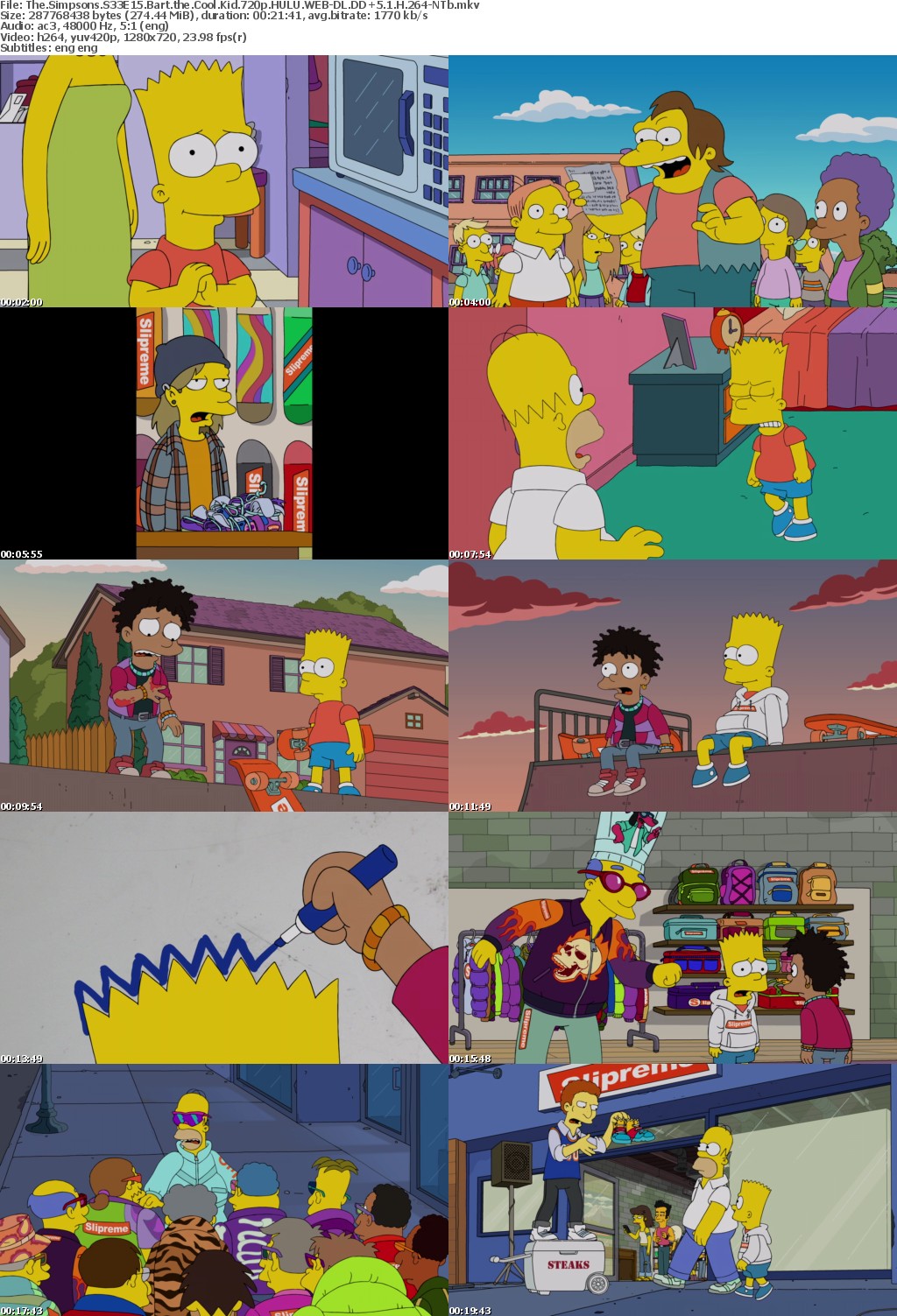 The Simpsons S33E15 Bart the Cool Kid 720p HULU WEBRip DDP5 1 x264-NTb