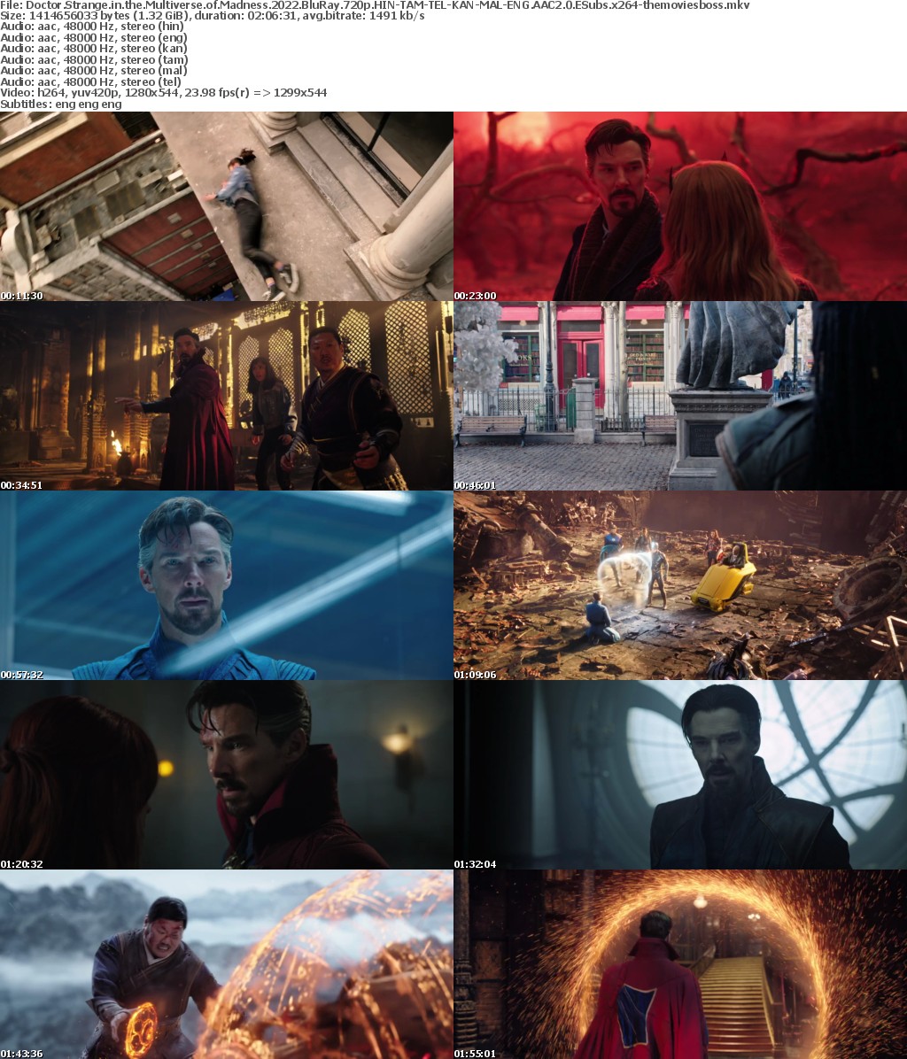Doctor Strange in the Multiverse of Madness 2022 BluRay 720p HIN-TAM-TEL-KAN-MAL-ENG AAC2 0 ESubs x264-themoviesboss