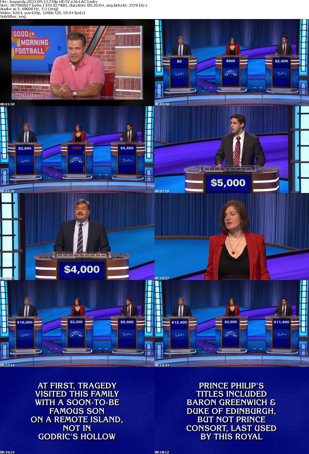 Jeopardy 2022 09 13 720p HDTV x264 AC3 atgoat