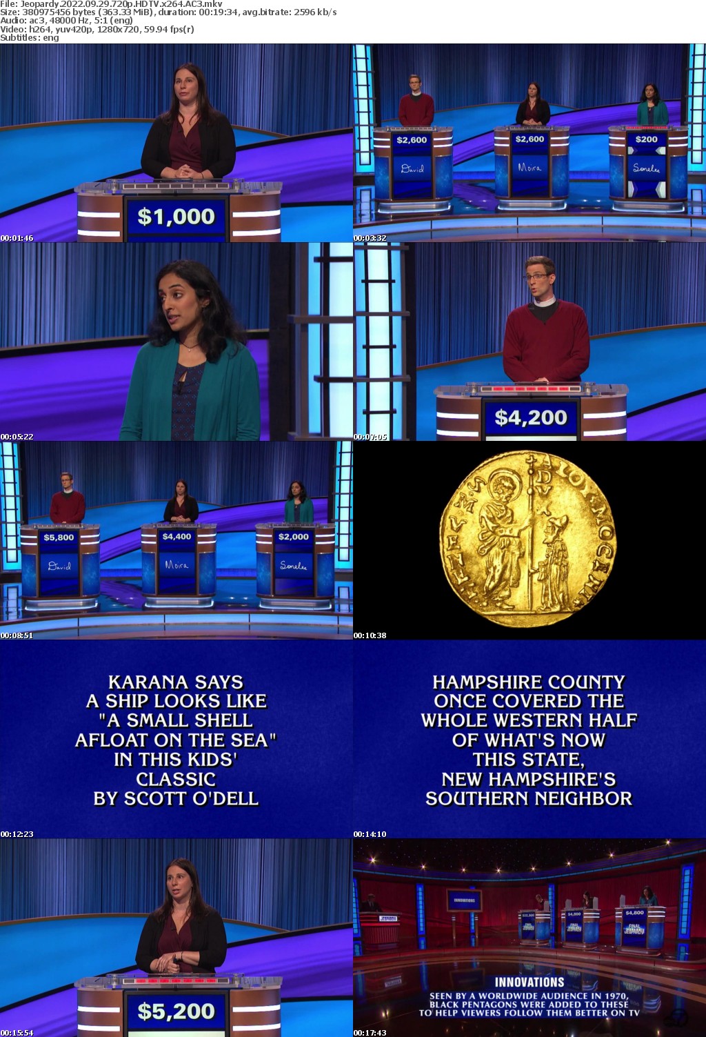 Jeopardy 2022 09 29 720p HDTV x264 AC3 atgoat