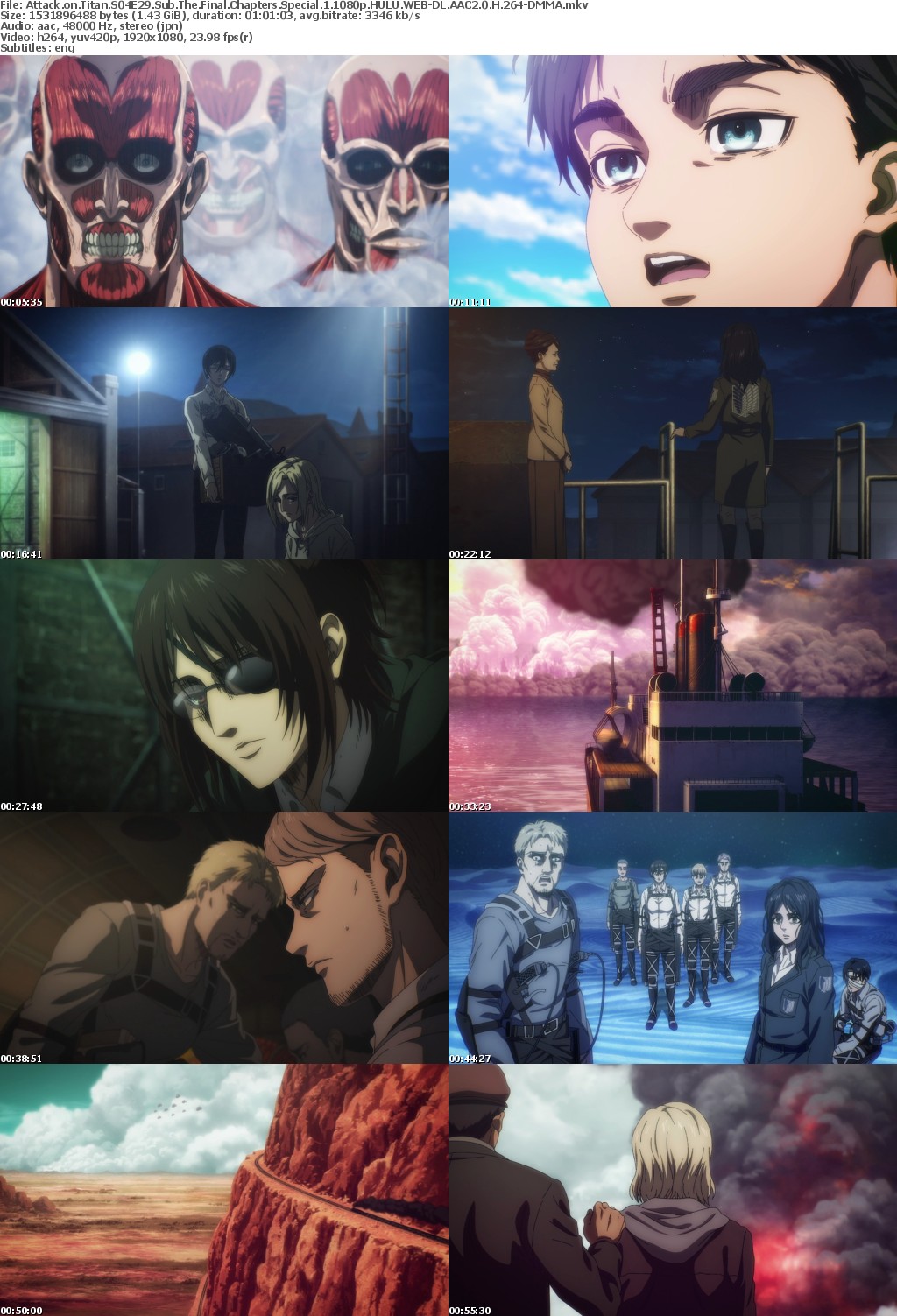Attack on Titan S04E29 Sub The Final Chapters Special 1 1080p HULU WEB-DL AAC2 0 H 264-DMMA