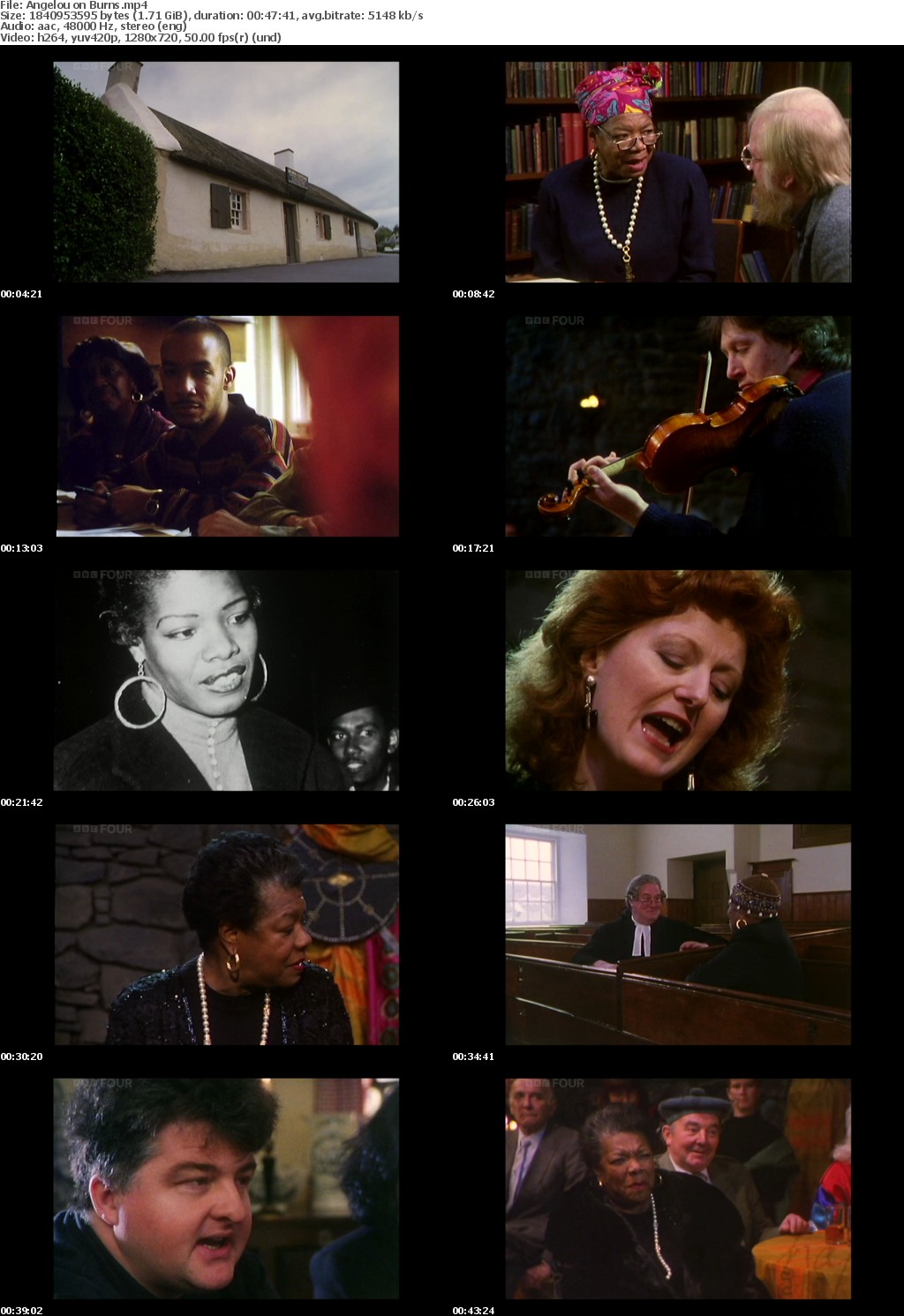 Angelou on Burns (BBC 1996) (1280x720p HD, 50fps, soft Eng subs)