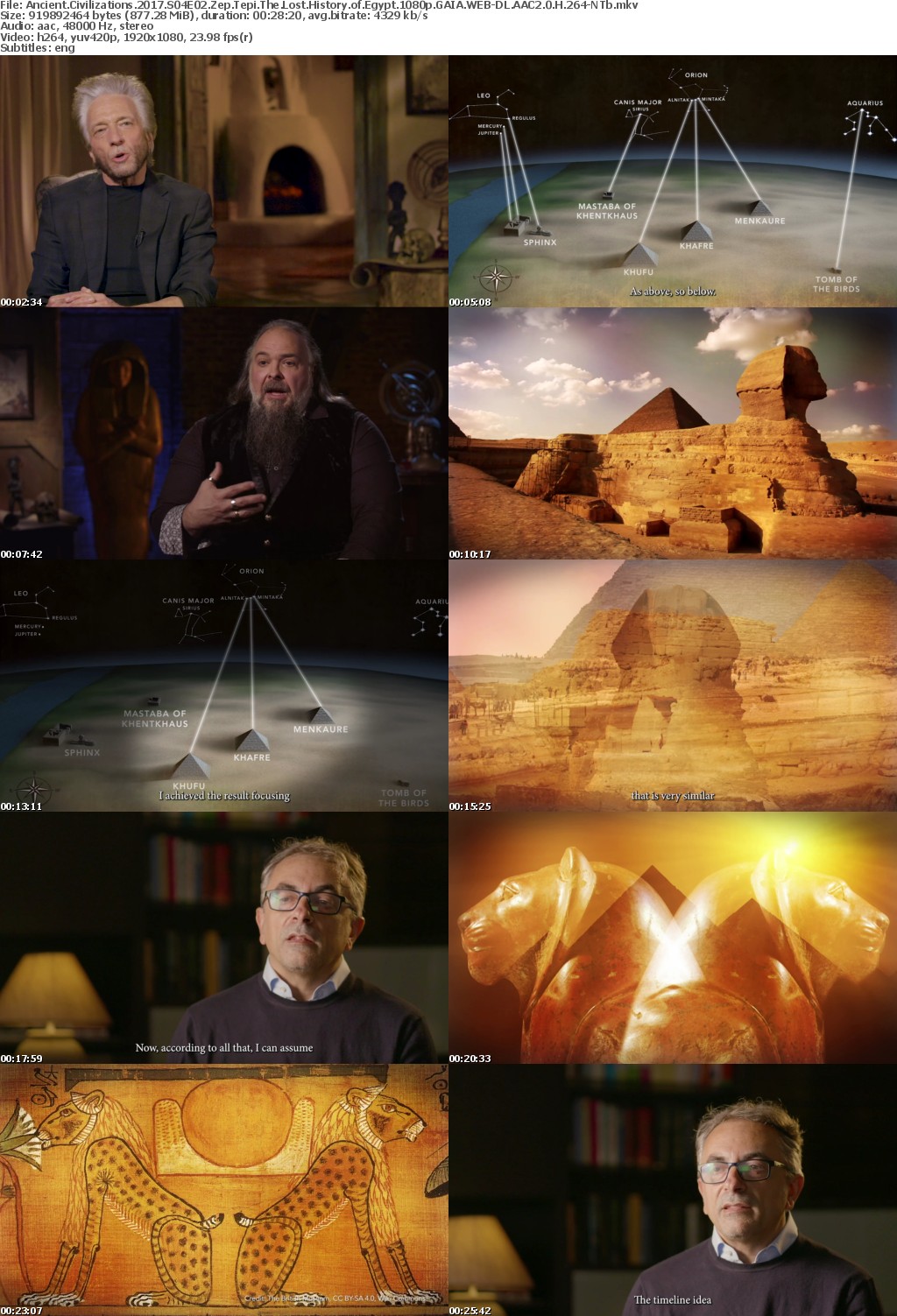 Ancient Civilizations 2017 S04E02 Zep Tepi The Lost History of Egypt 1080p GAIA WEB-DL AAC2 0 H 264-NTb